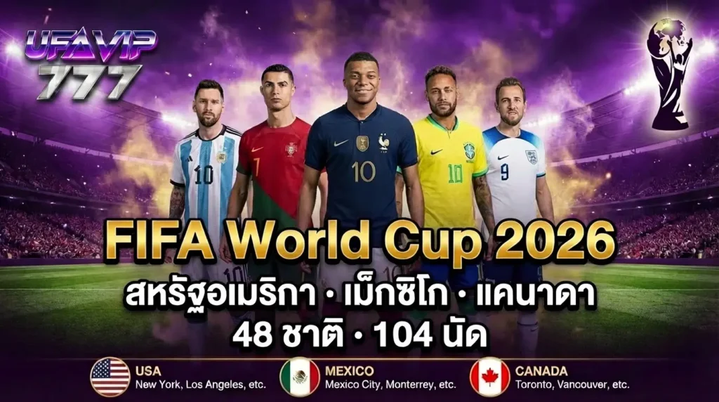FIFA World Cup 2026 สหรัฐอเมริกา เม็กซิโก แคนาดา 48 ชาติ 104 นัด